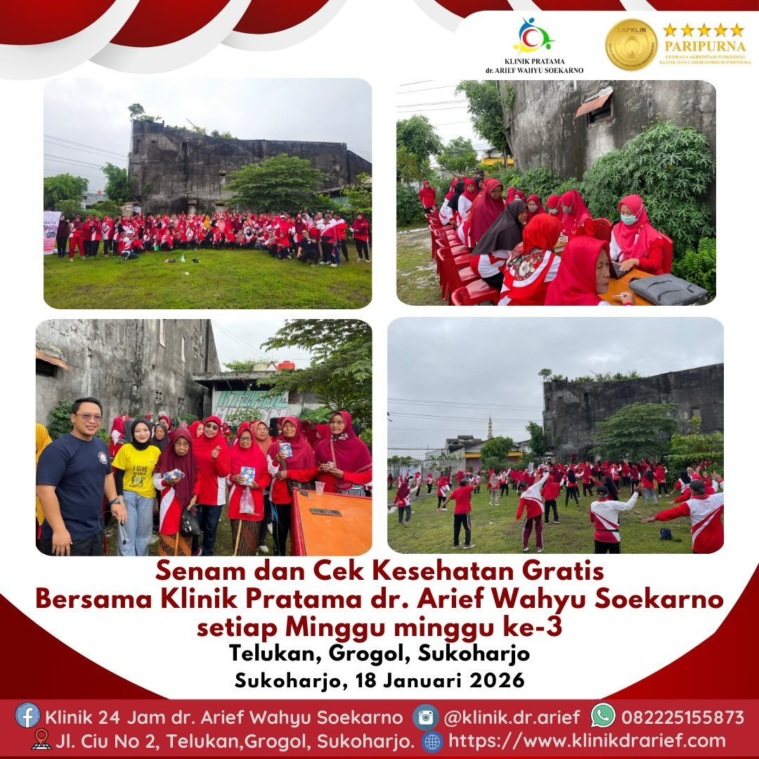 Klinik dr. Arief Rutin Gelar Senam dan Cek Kesehatan Gratis di Telukan Sukoharjo
